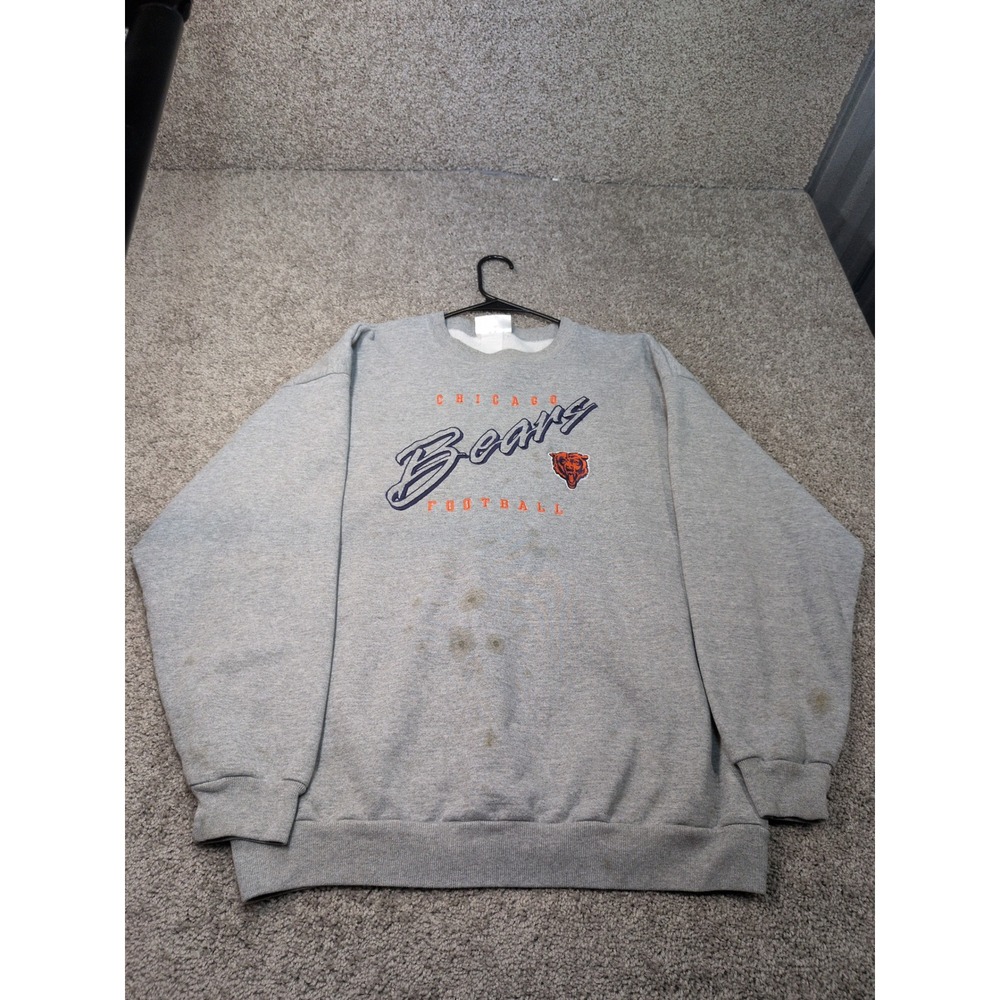 Vintage Logo Athletic Chicago‎ Bears Sweatshirt Gray Embroidered NFL 90s XL